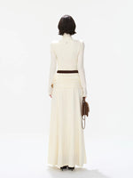 Belted Turtleneck Knit Maxi Dress
