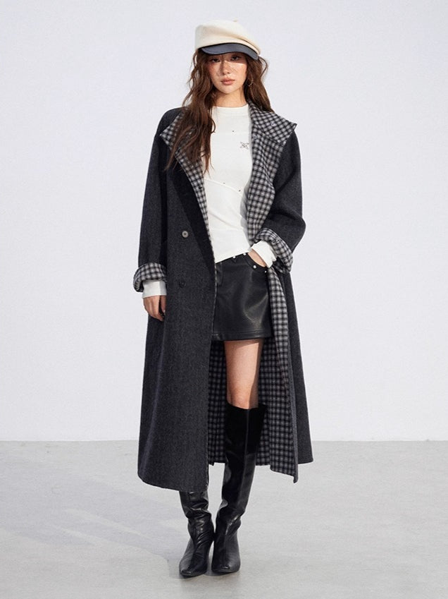 Plaid Shawl Wool Coat