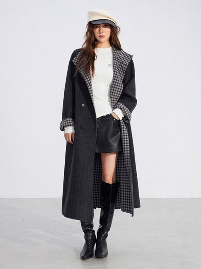 Plaid Shawl Wool Coat