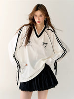 Contrast Bow Long Sleeve Tee