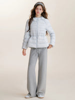 Drawstring Waist Hooded Down Jacket
