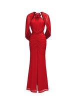Deva High-Slit Halter Backless  Dress