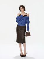 Lace Camisole Layered Fuzzy Knit Sweater