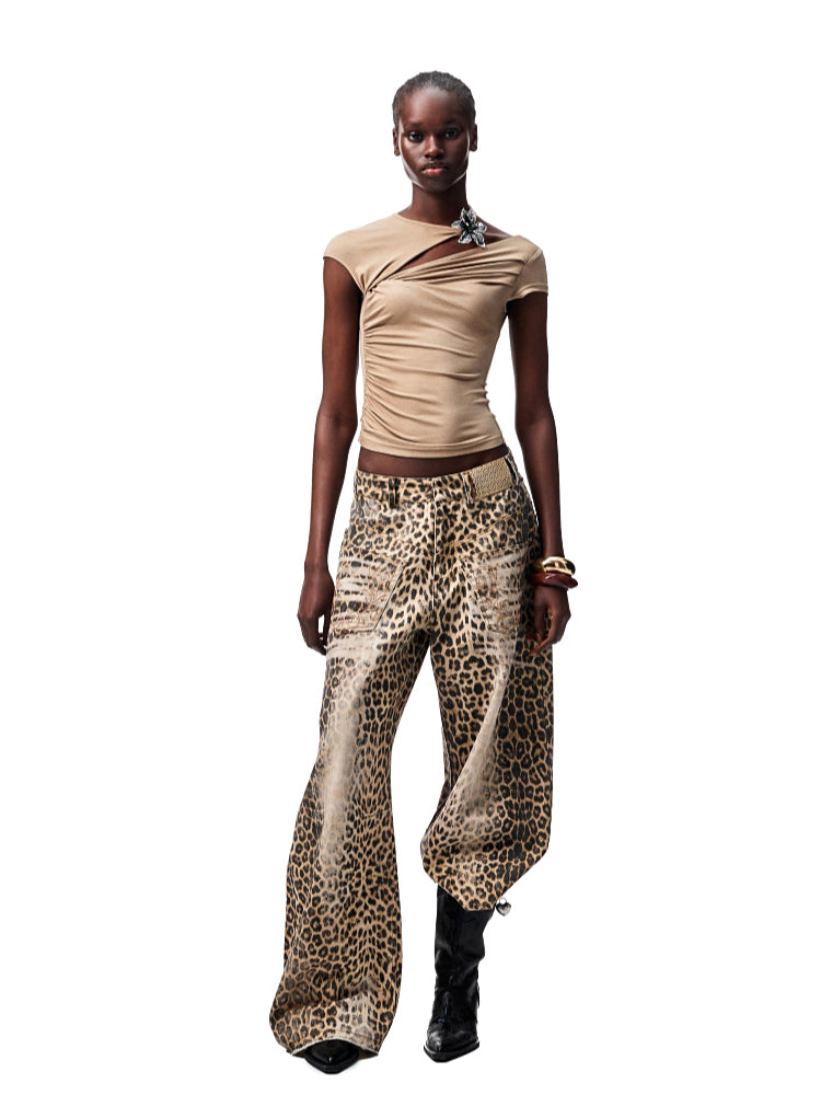 Knot-Pleated Slim-Fit Acetate T-shirt
