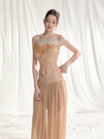 Floral Appliqué Bustier & Mesh Pants Set