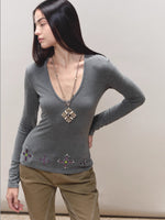 Gem-Detail Two-Piece Knit Set