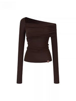 Asymmetrical Off-Shoulder Long Sleeve Top