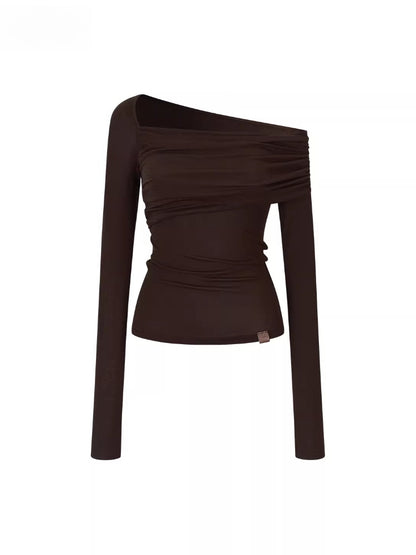 Asymmetrical Off-Shoulder Long Sleeve Top