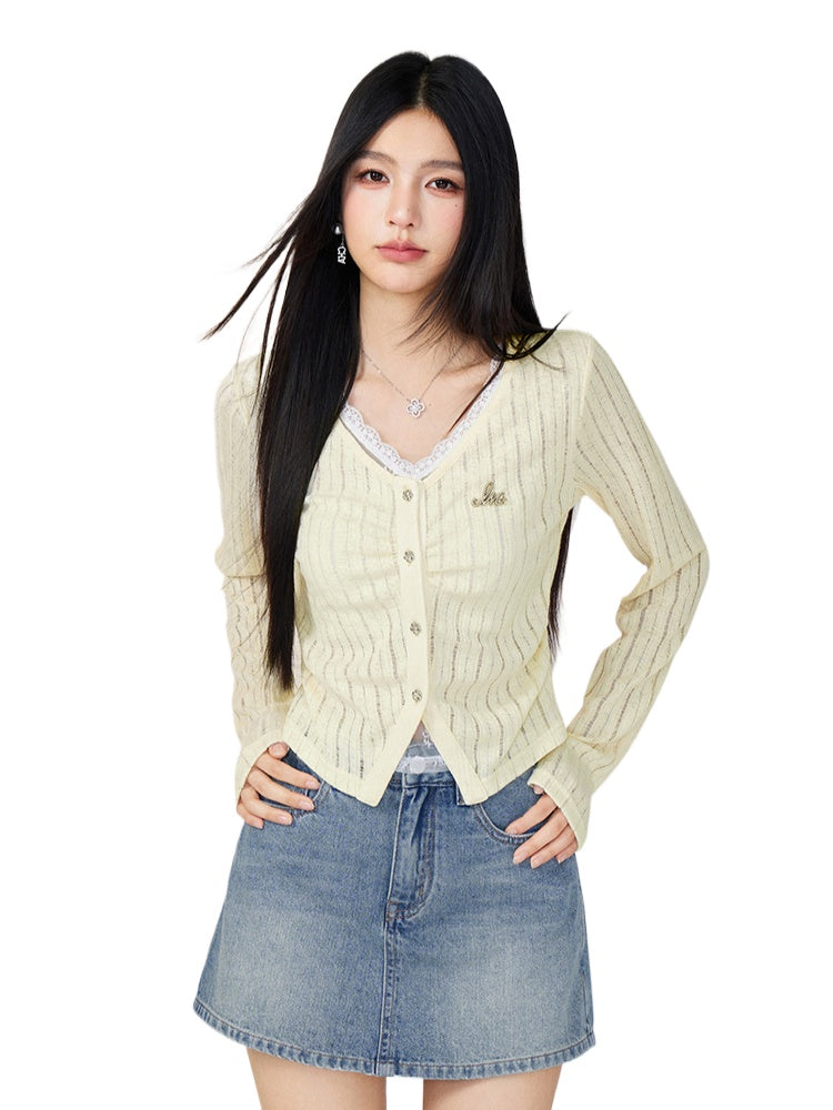 Lace Panel Knit Cardigan