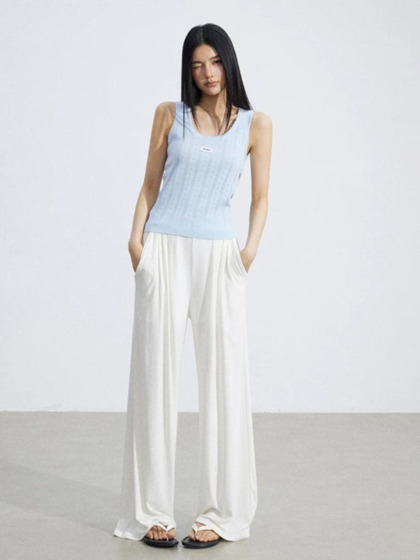 Lace Draped Wide-Leg Pants Set