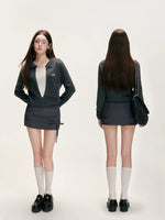 Gray Bowknot Tailored Skirt