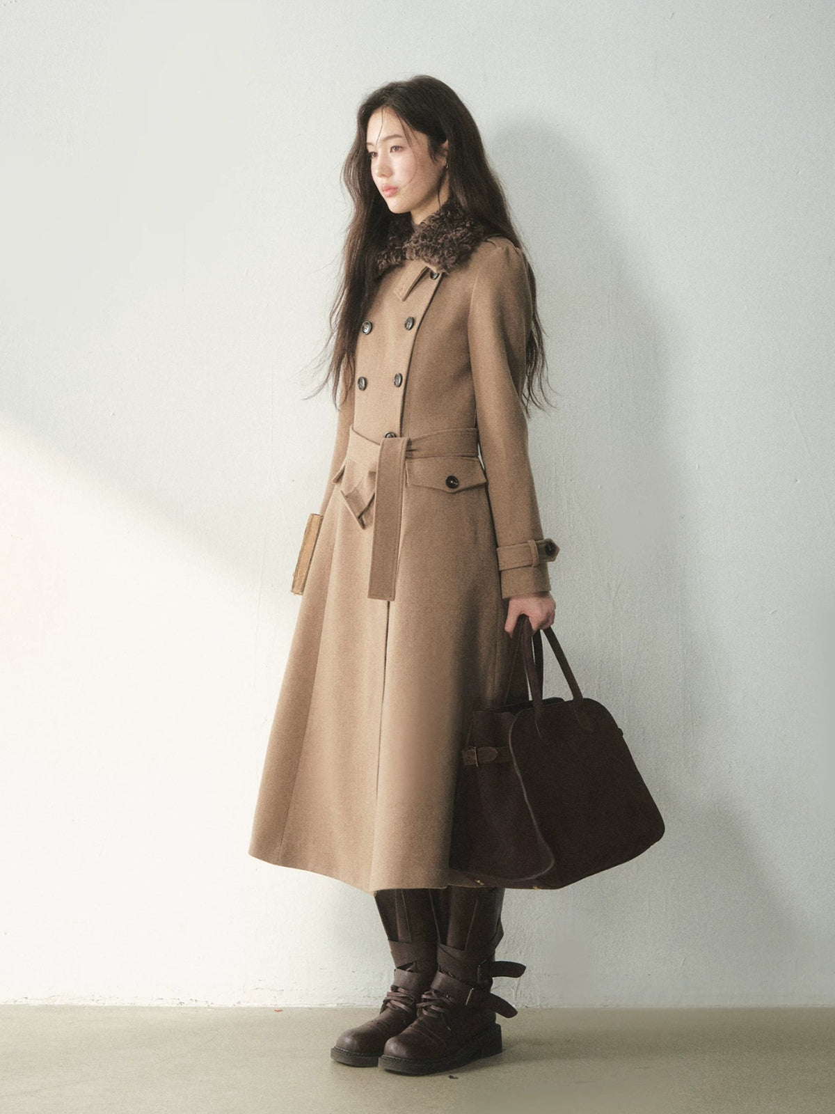Vintage Double-Breasted Wool Trench Coat