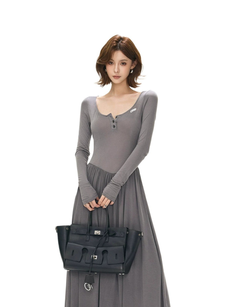 Square Neck Slim Maxi Dress