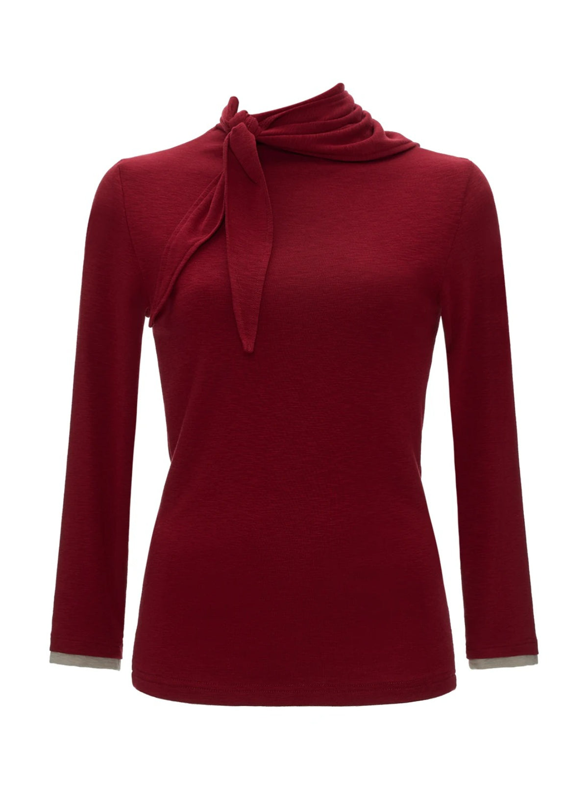 Soft Tie Neck Fitted Sleeve Top