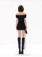 Black Off-Shoulder Mesh Dress