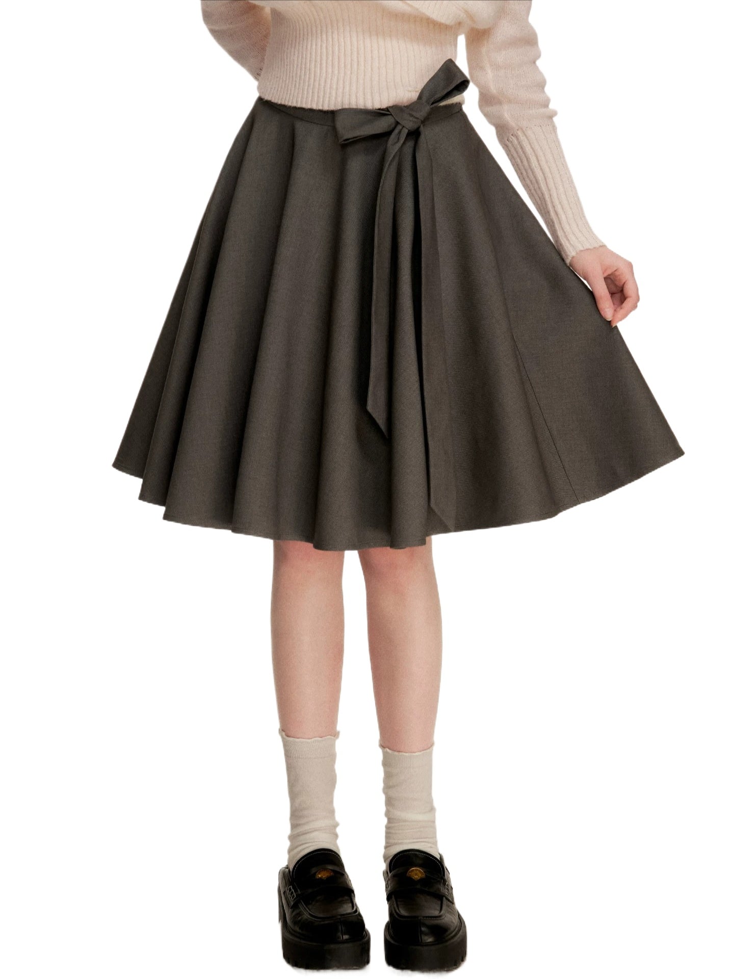 Gray Bow-Tie A-Line Skirt