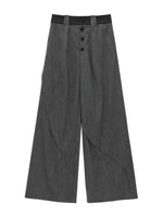 Structured Linen Blend Wide Leg Trousers