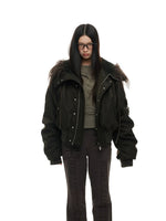 Vintage Hooded Fur Collar Down