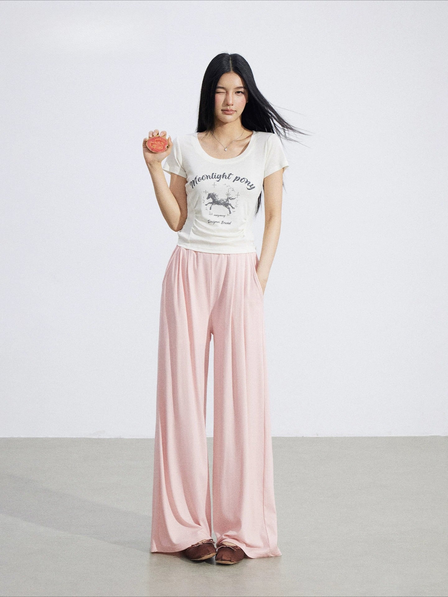 Lace Draped Wide-Leg Pants Set