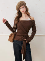 Lace Trim Twist Neck Top