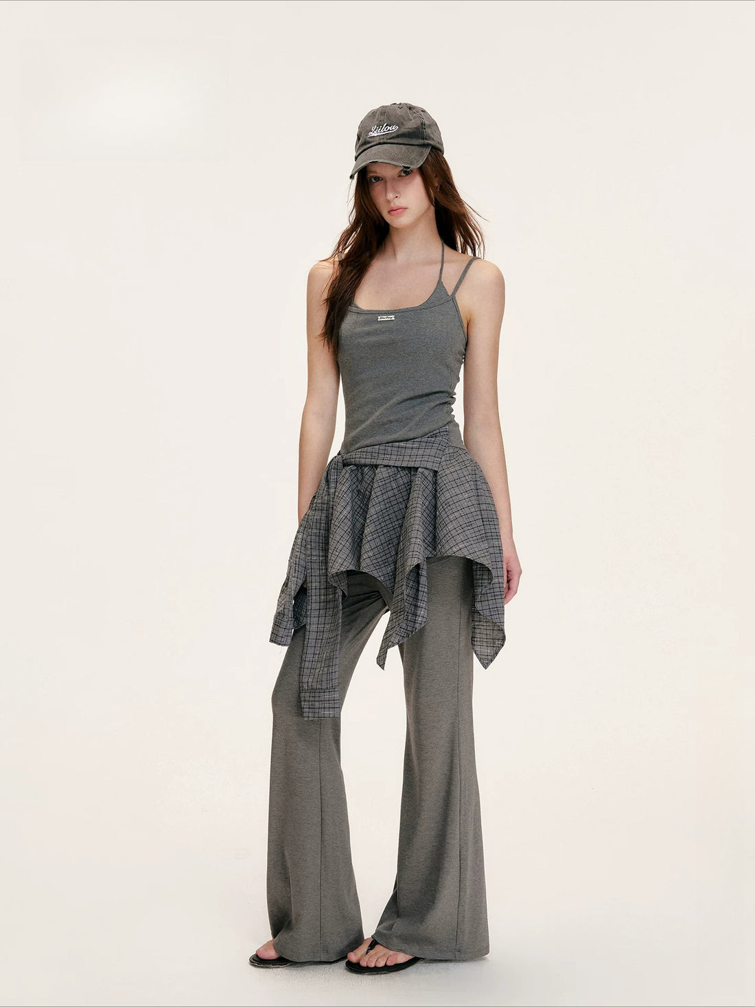 Layered Plaid Halter Dress