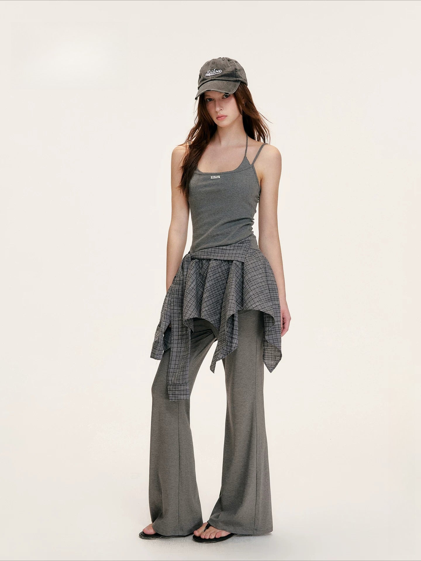 Layered Plaid Halter Dress