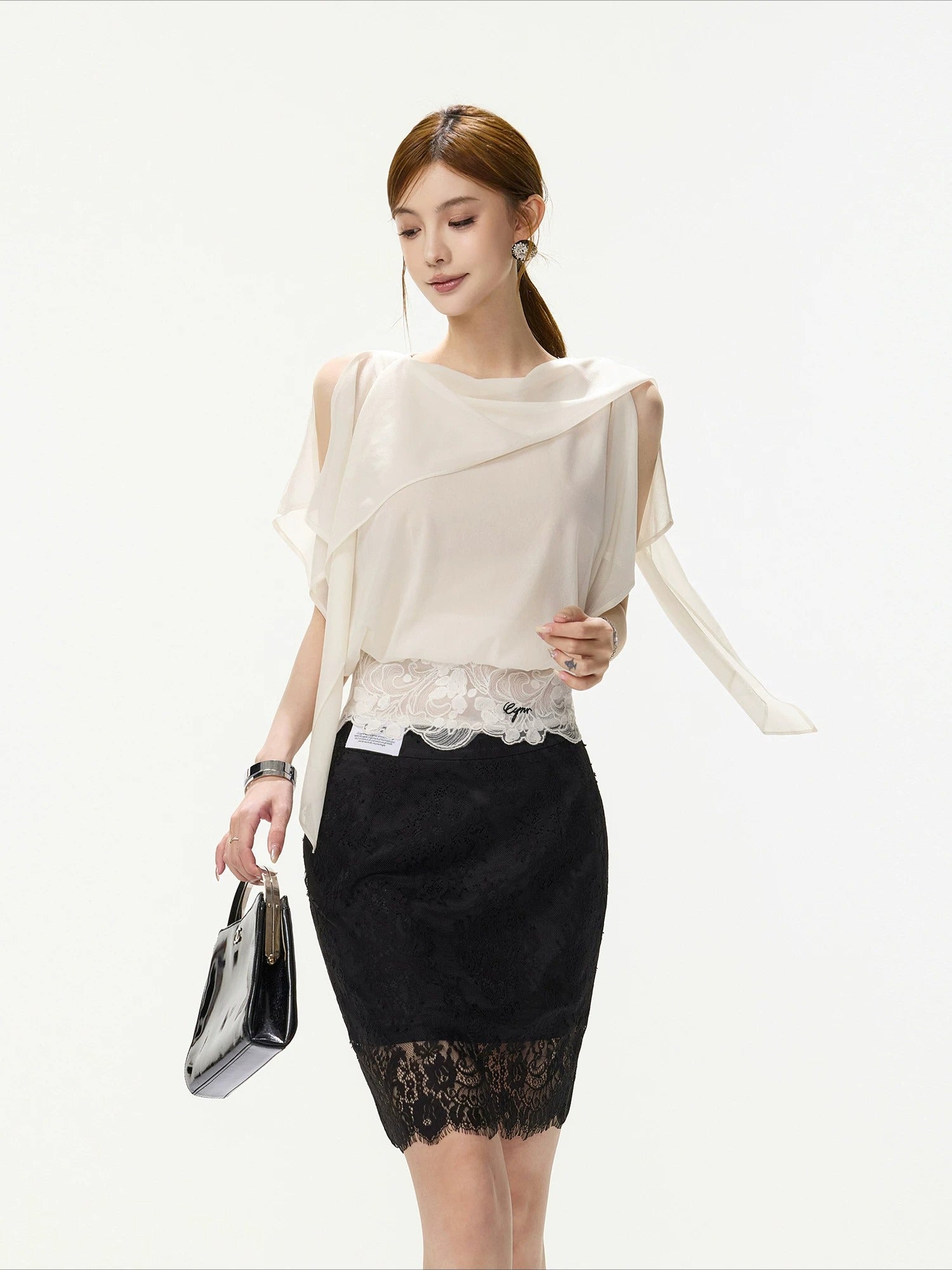 Off Shoulder Chiffon Blouse