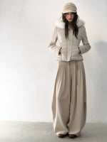 Fur-Trimmed Hooded Panelled Down Jacket