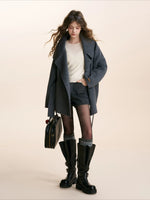 Gray Stand Collar Wool Coat