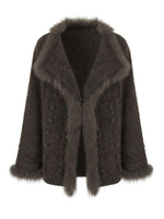 Fox Fur Trim Knit Coat