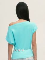 Asymmetric Shoulder Short-Sleeve Top