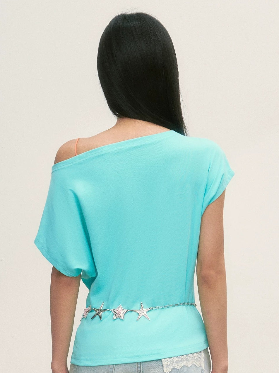 Asymmetric Shoulder Short-Sleeve Top