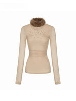 Rhinestone Mesh Turtleneck Top