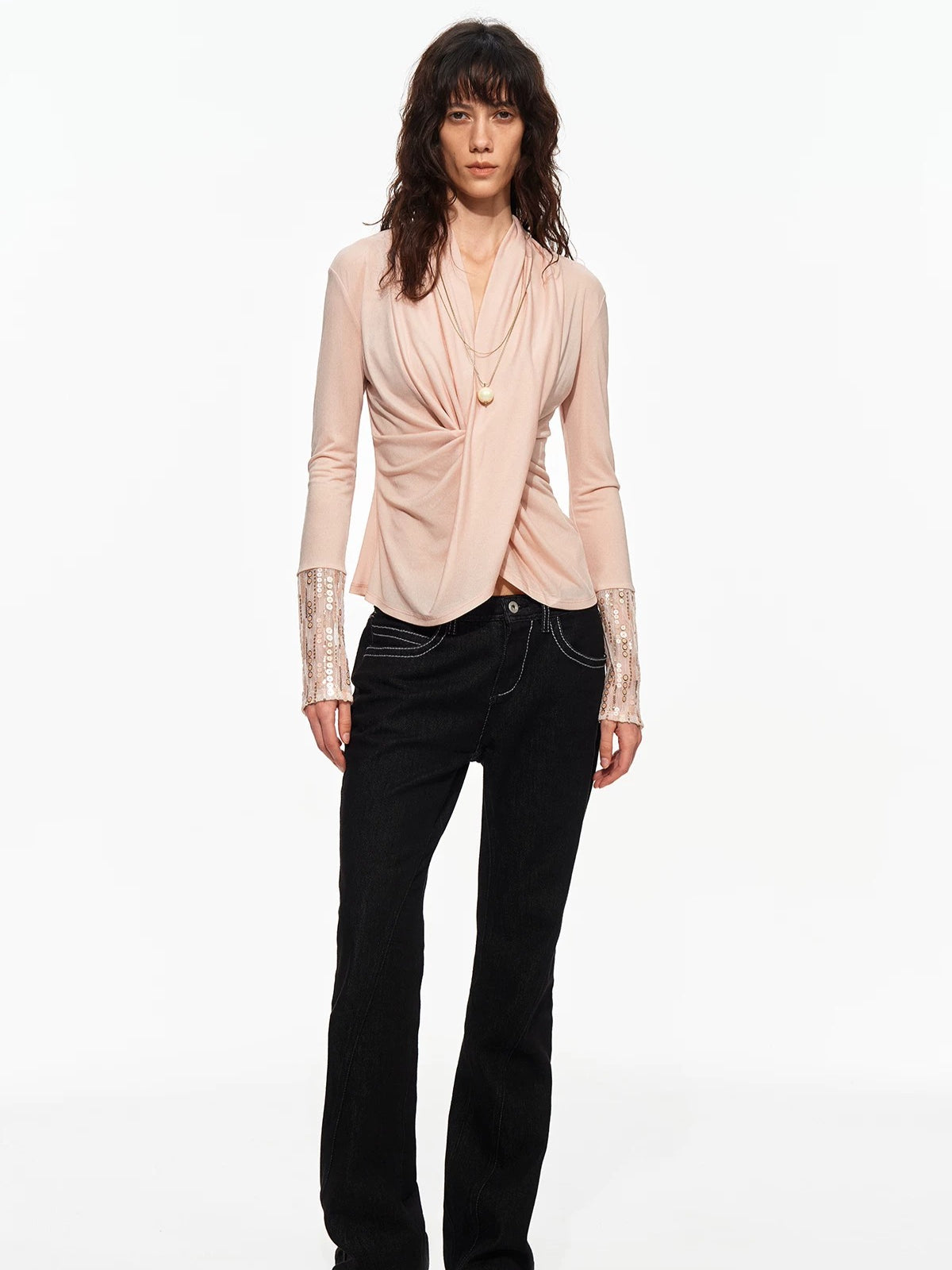 Cross Draped Acetate Top