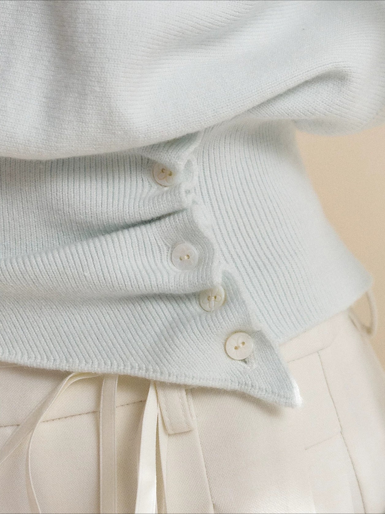 Mint Green Lace Tie Knit Pullover