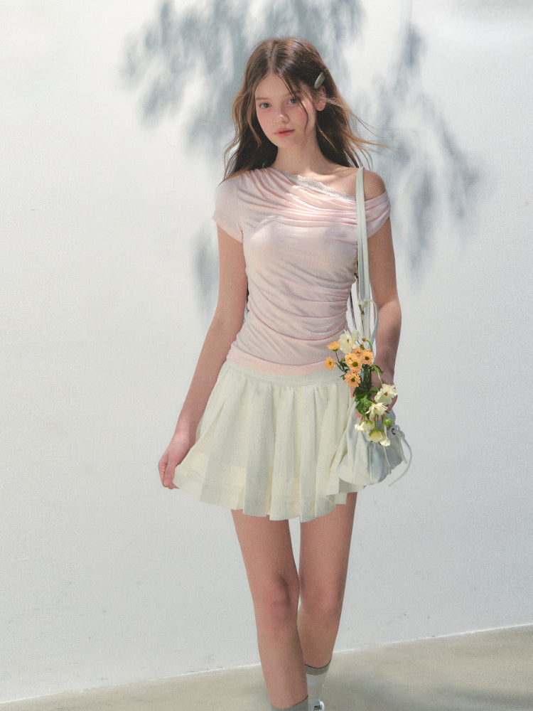 Fake Two-piece Off-the-Shoulder Short-sleeve T-shirt
