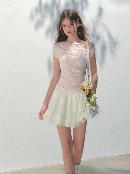 Fake Two-piece Off-the-Shoulder Short-sleeve T-shirt