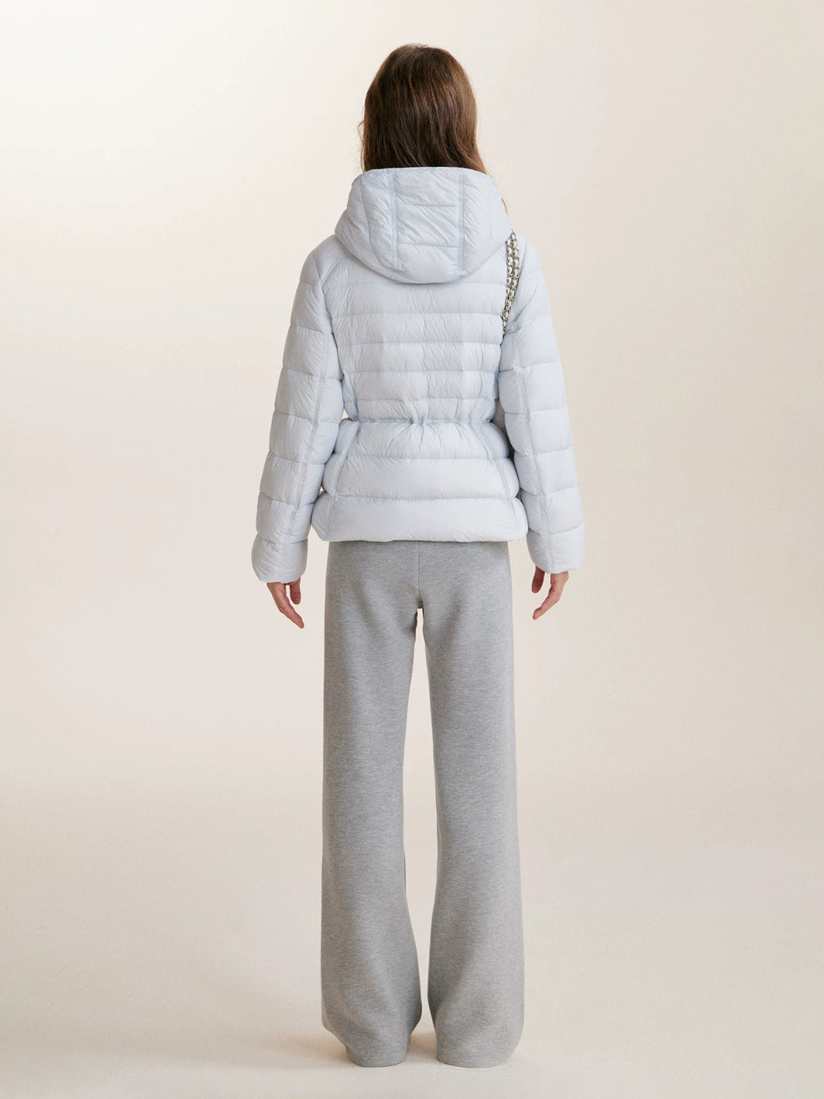 Drawstring Waist Hooded Down Jacket