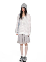 Striped Hooded Long Sleeve Top