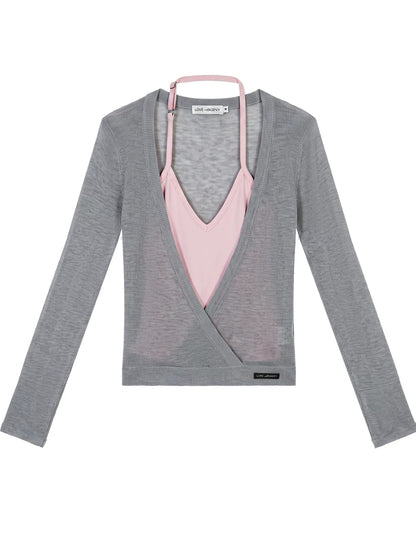 Layered Halter Knit Top