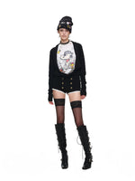 Black Acetate Cashmere Cardigan