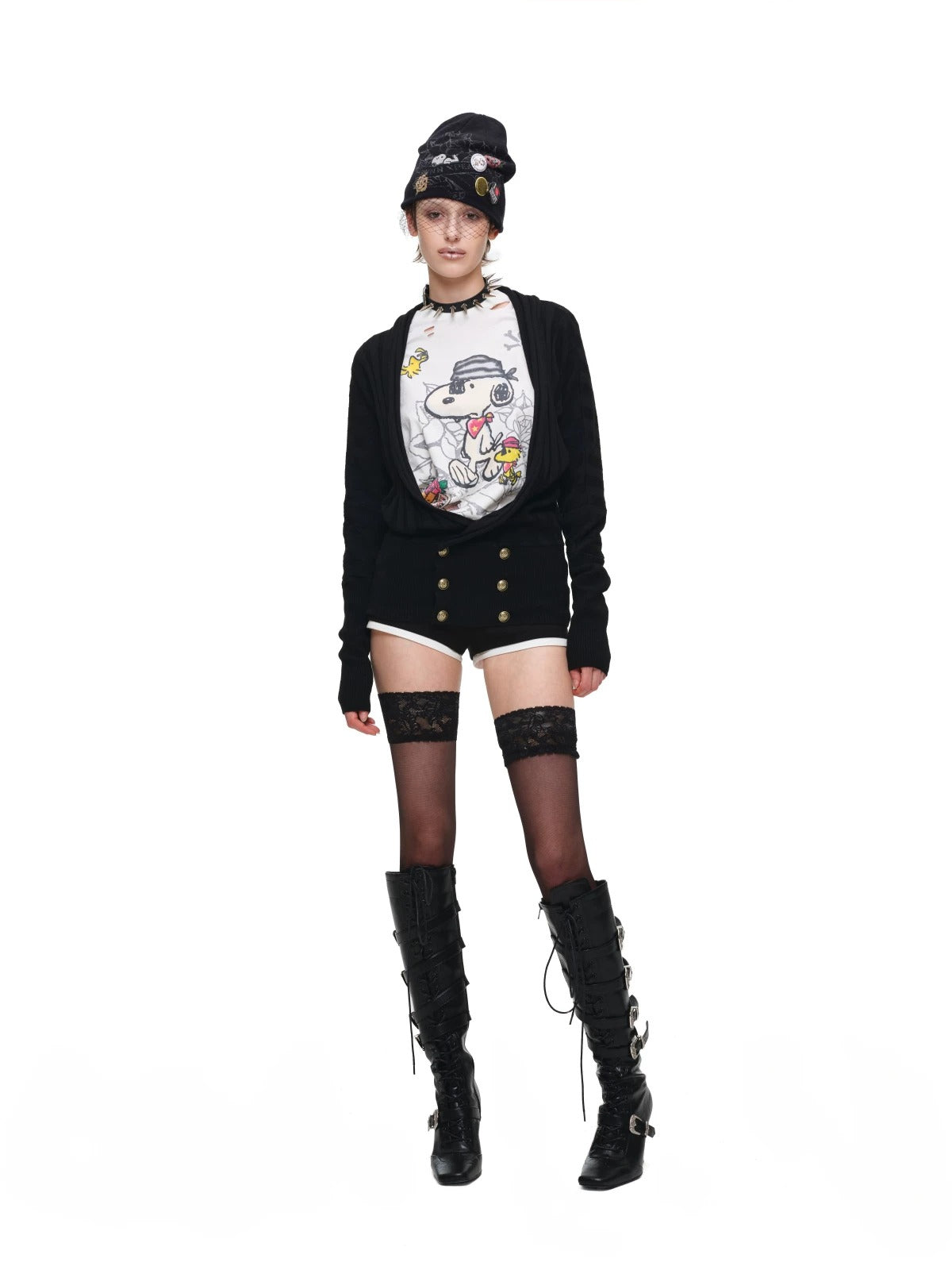 Black Acetate Cashmere Cardigan