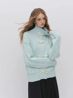 Chunky Cable Knit Bow Cardigan