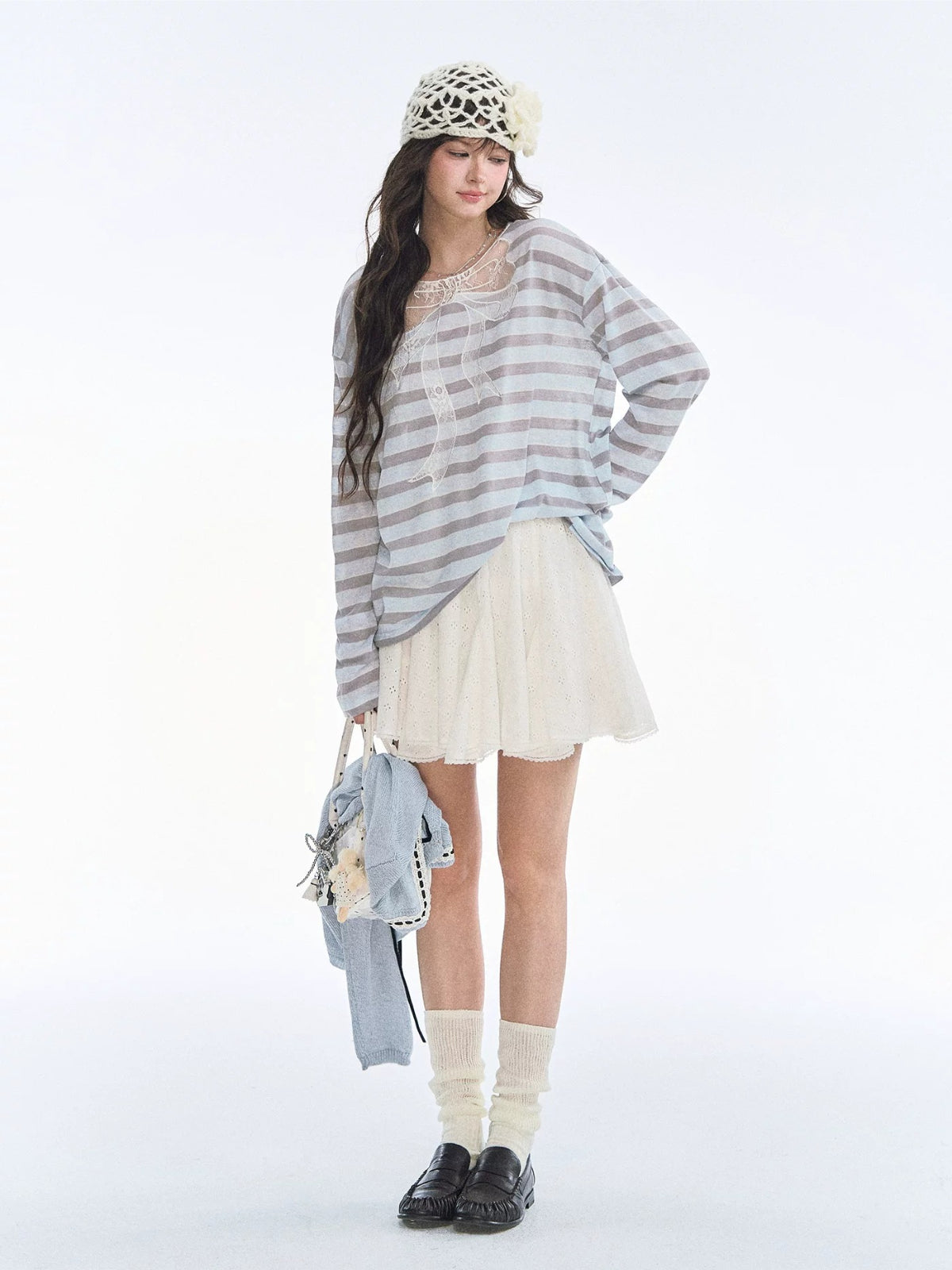 Lace Bow Stripe Top
