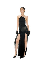 Detachable Hood Halter Maxi Dress