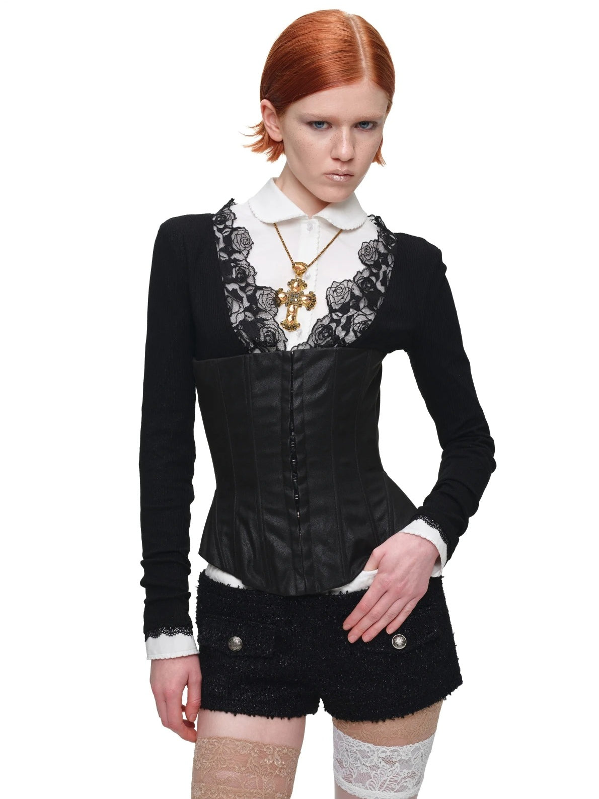 Washed Leather Corset Top