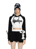 String Baseball Logo Short Hoodie