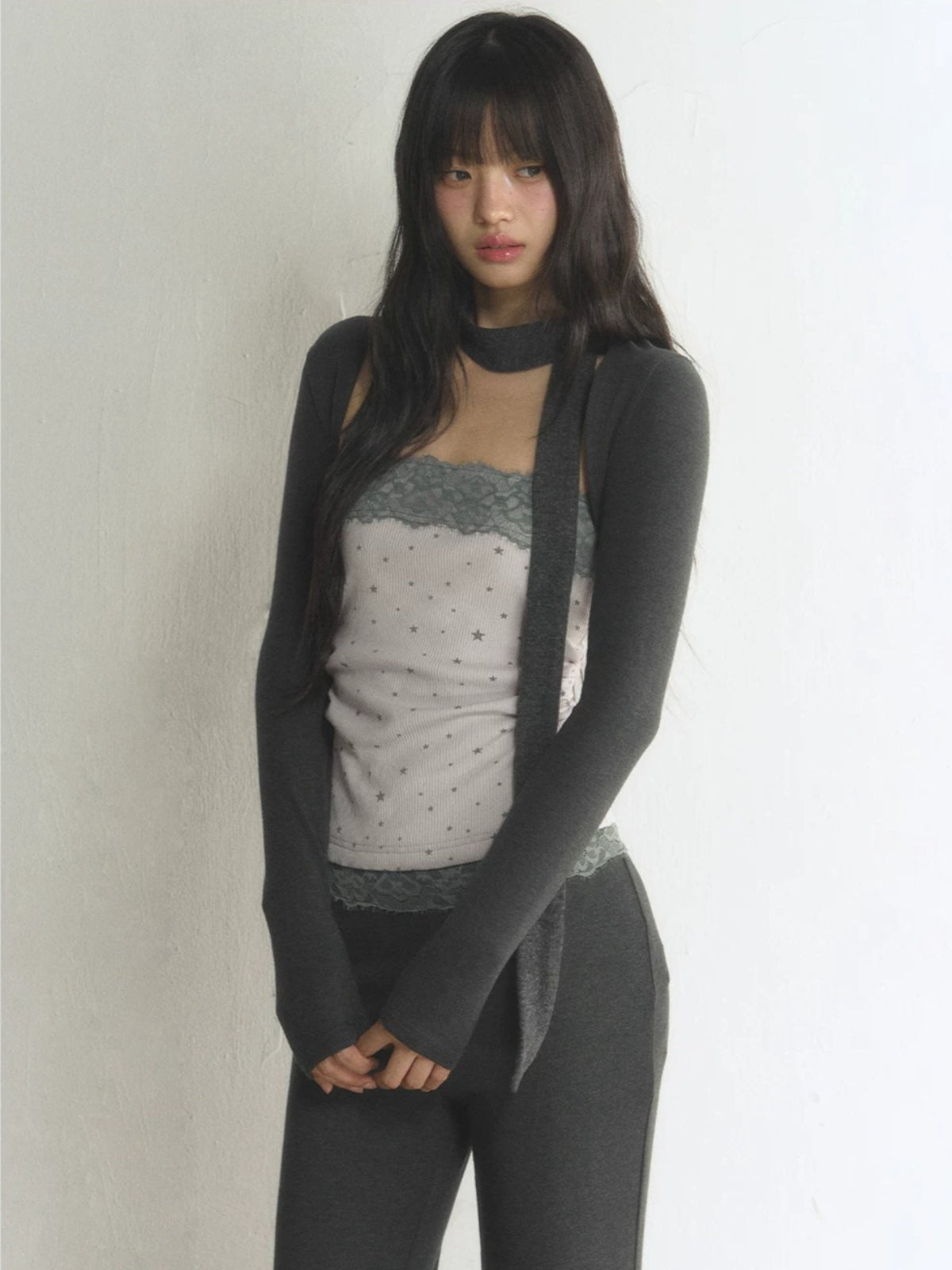 Lace Trim Bandeau &amp; Shrug Set