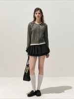 Beaded Contrast Knit Sweater