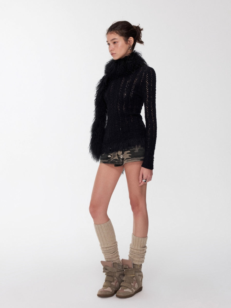 Over-the-Knee Wool Blend Ribbed Warm Leg Socks